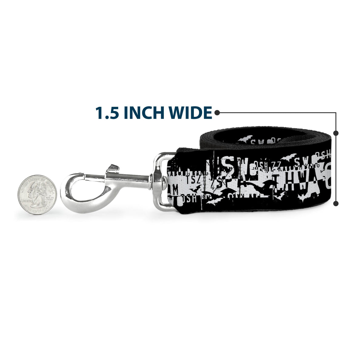 Dog Leash - Batman Action Verbiage Black/White 