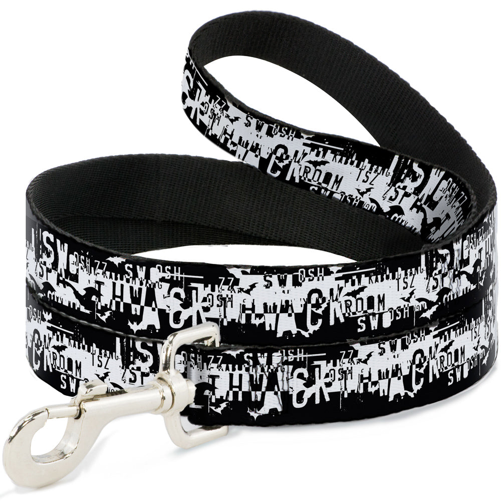 Dog Leash - Batman Action Verbiage Black/White 