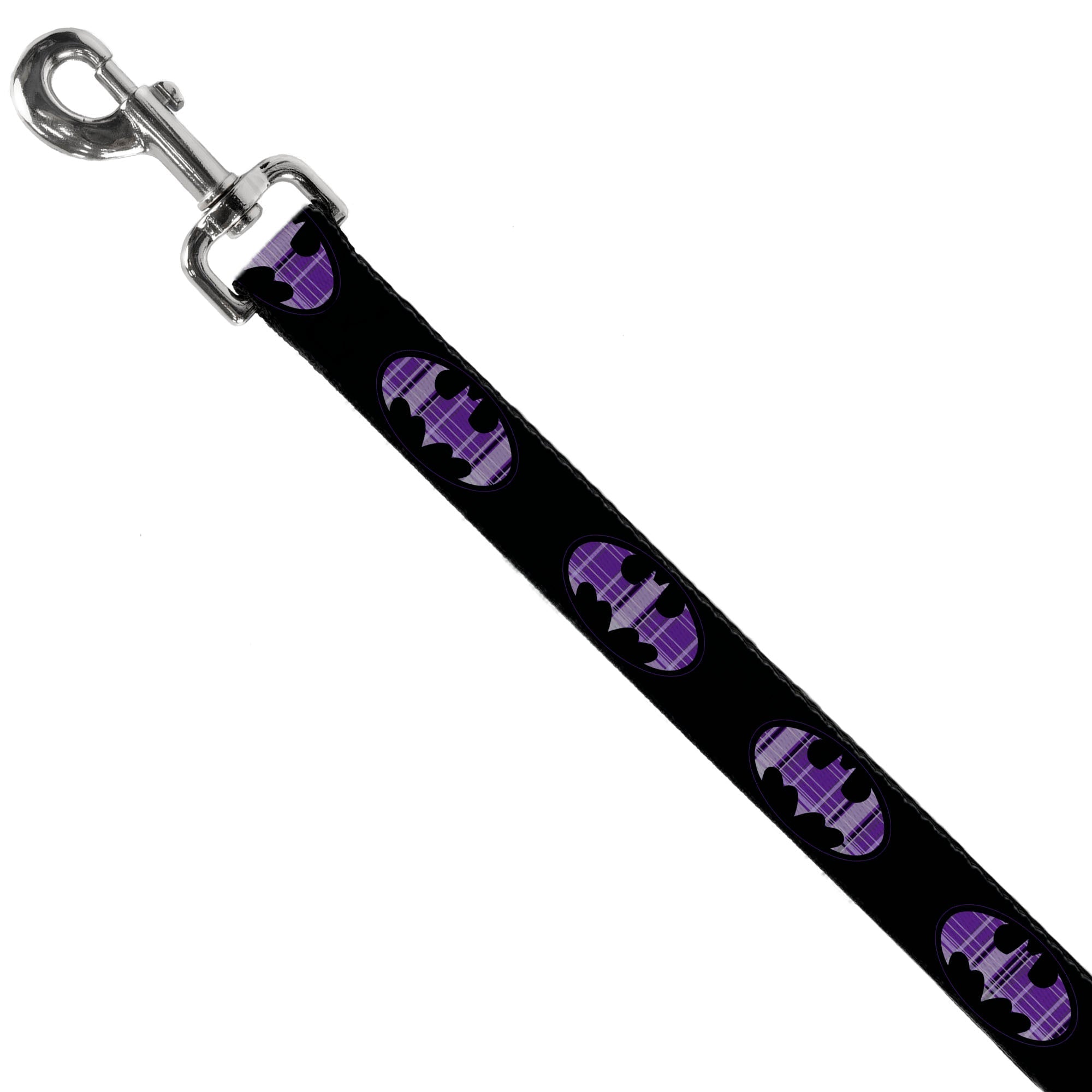 Dog Leash - Batman Signal Black/Purple Plaid 