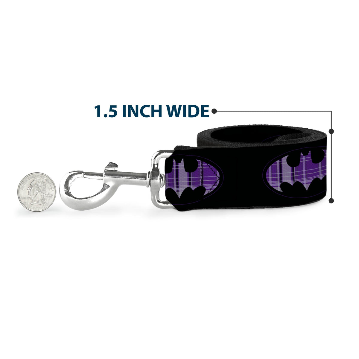 Dog Leash - Batman Signal Black/Purple Plaid 
