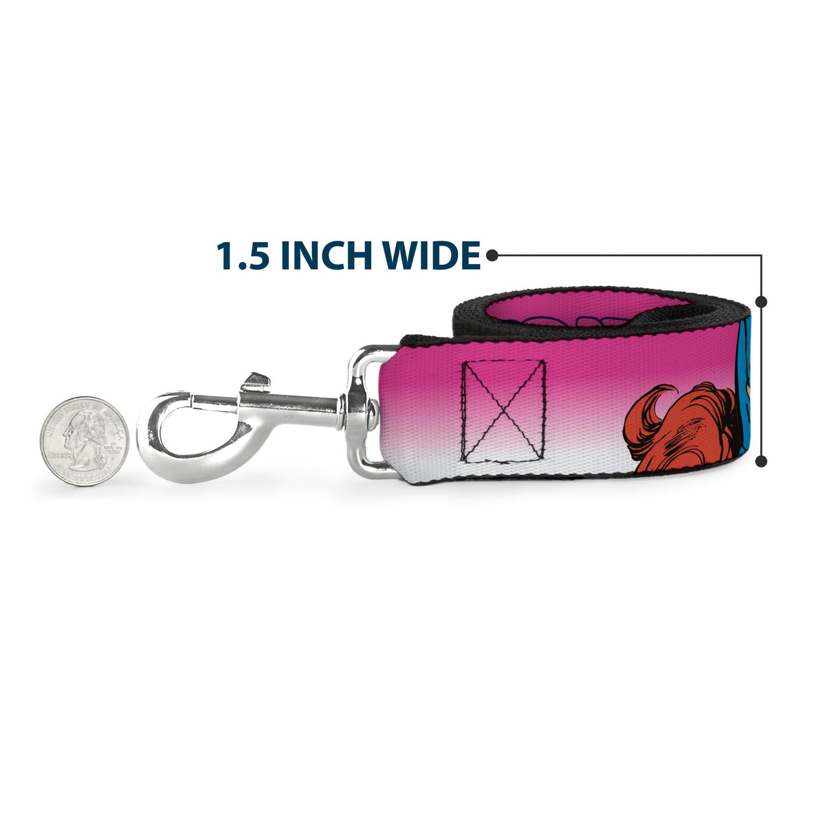 Dog Leash - BATGIRL Bubble Letters w/Stars Pink/White 
