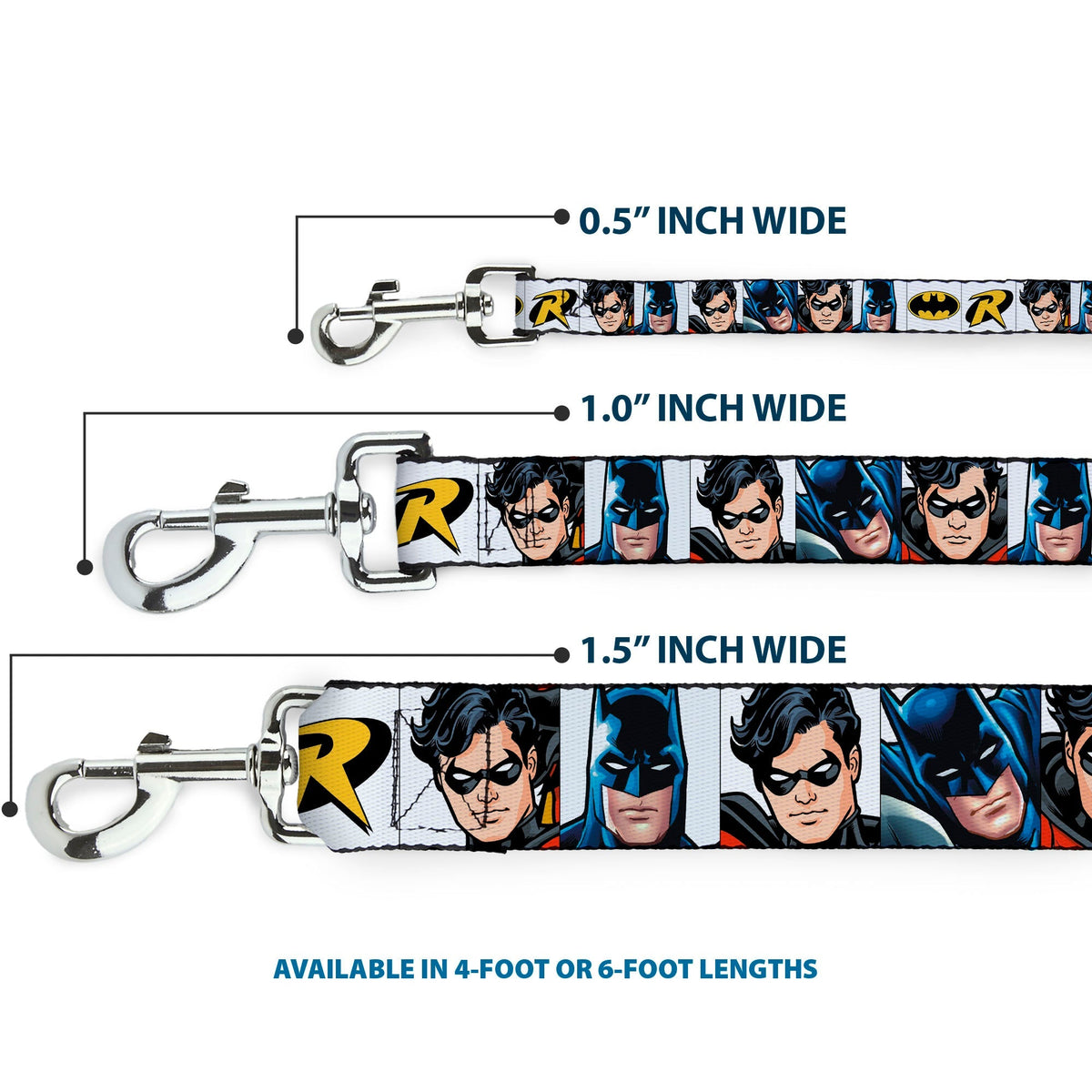 Dog Leash - Batman & Robin Blocks White 