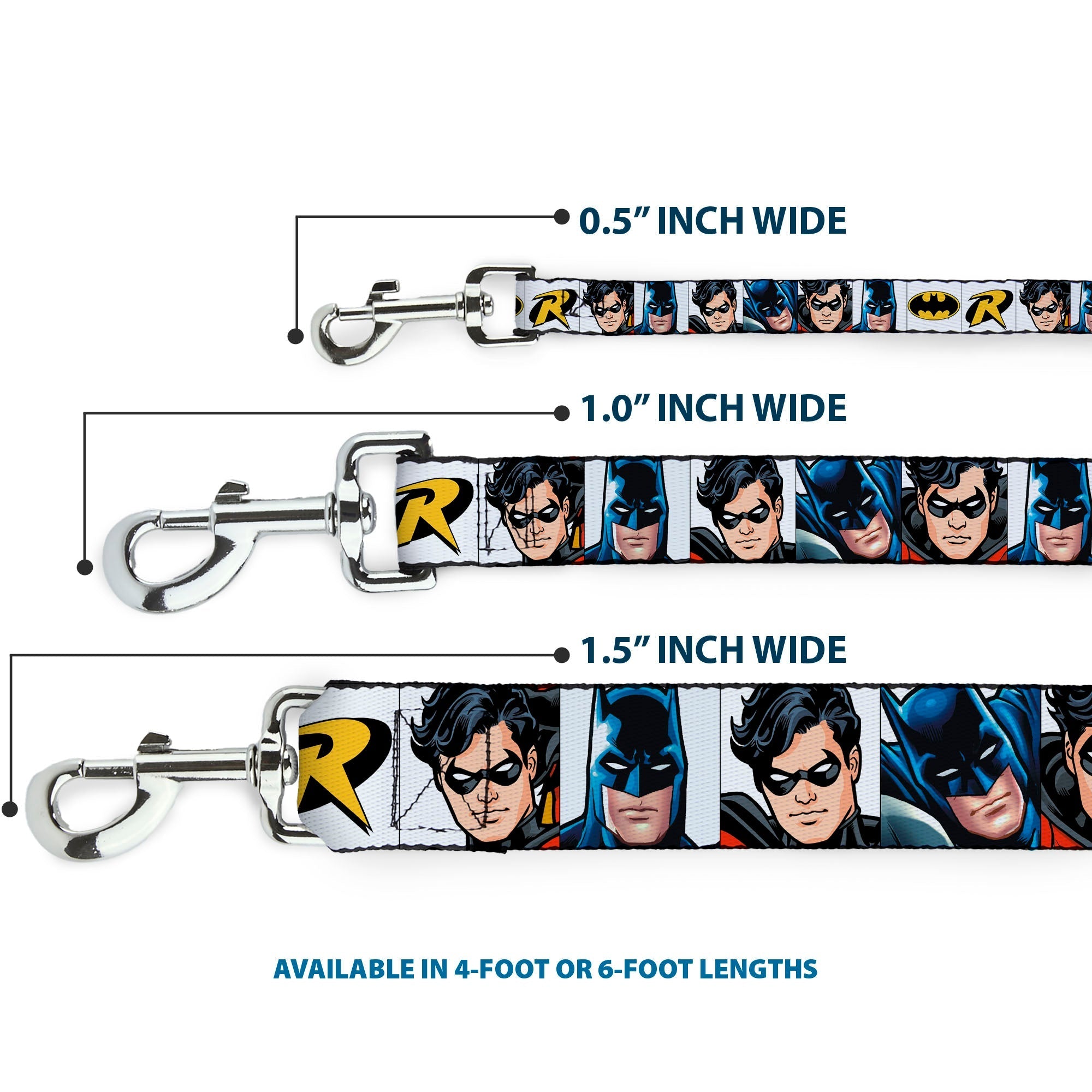 Dog Leash - Batman & Robin Blocks White 