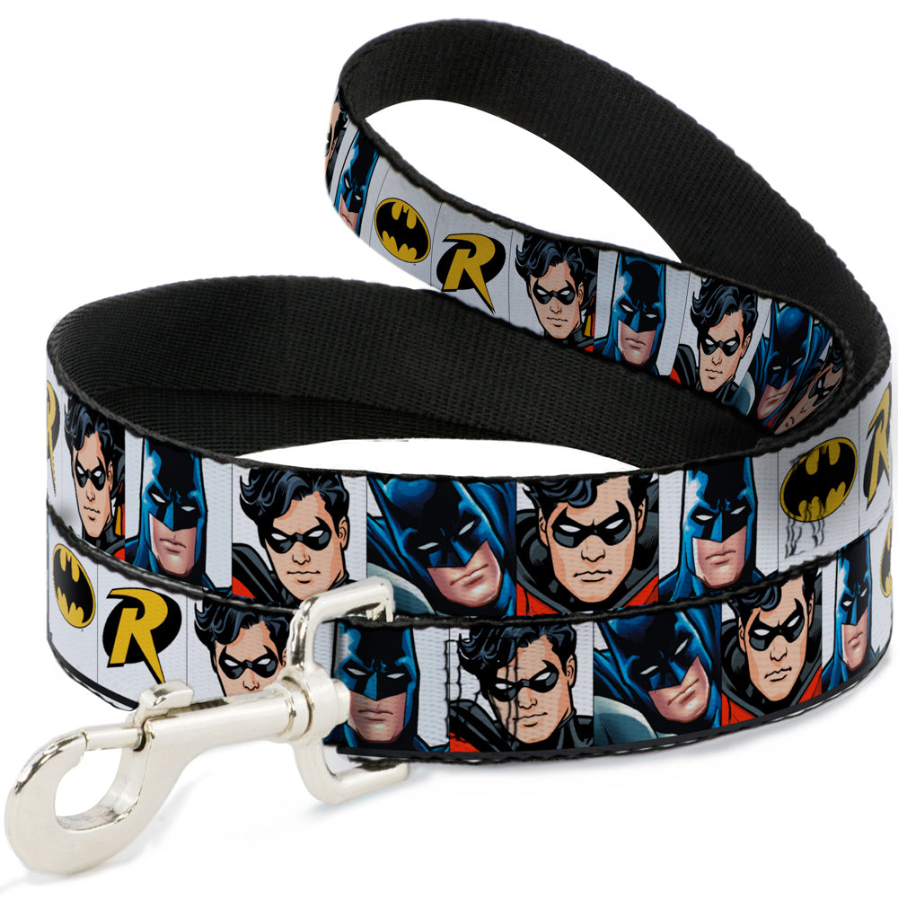 Dog Leash - Batman & Robin Blocks White 