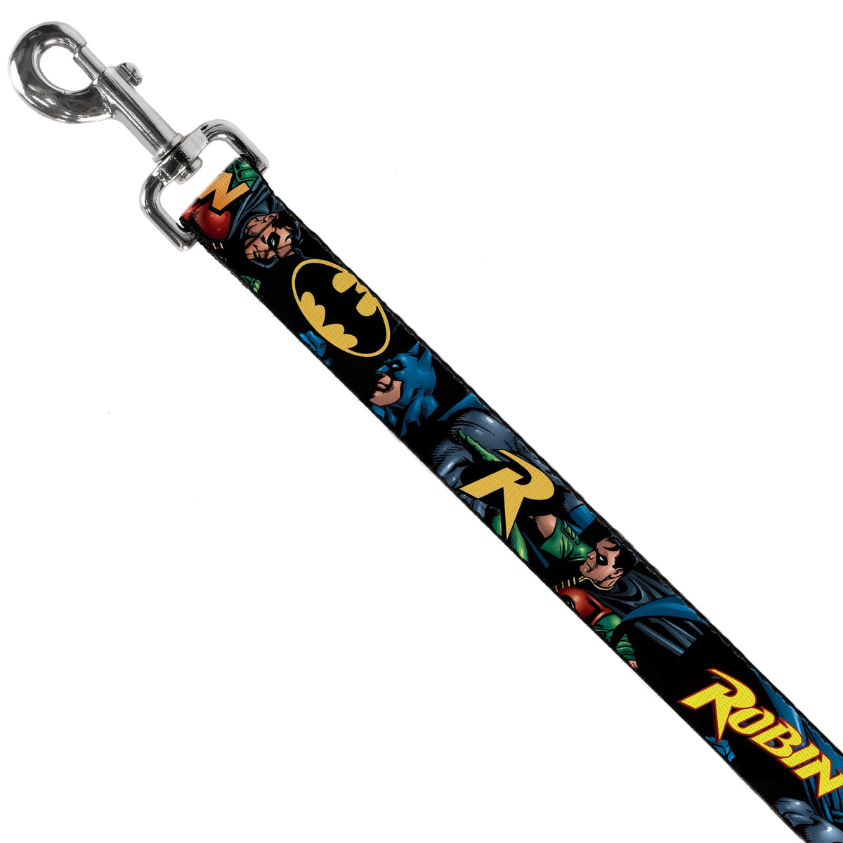 Dog Leash - Batman & Robin in Action w/Text Black 