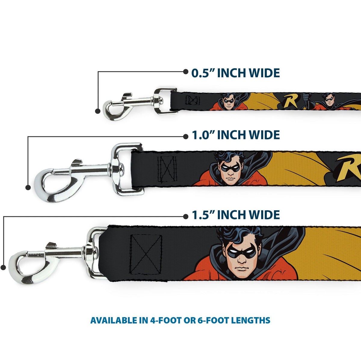 Dog Leash - ROBIN Red/Black Poses Gray 