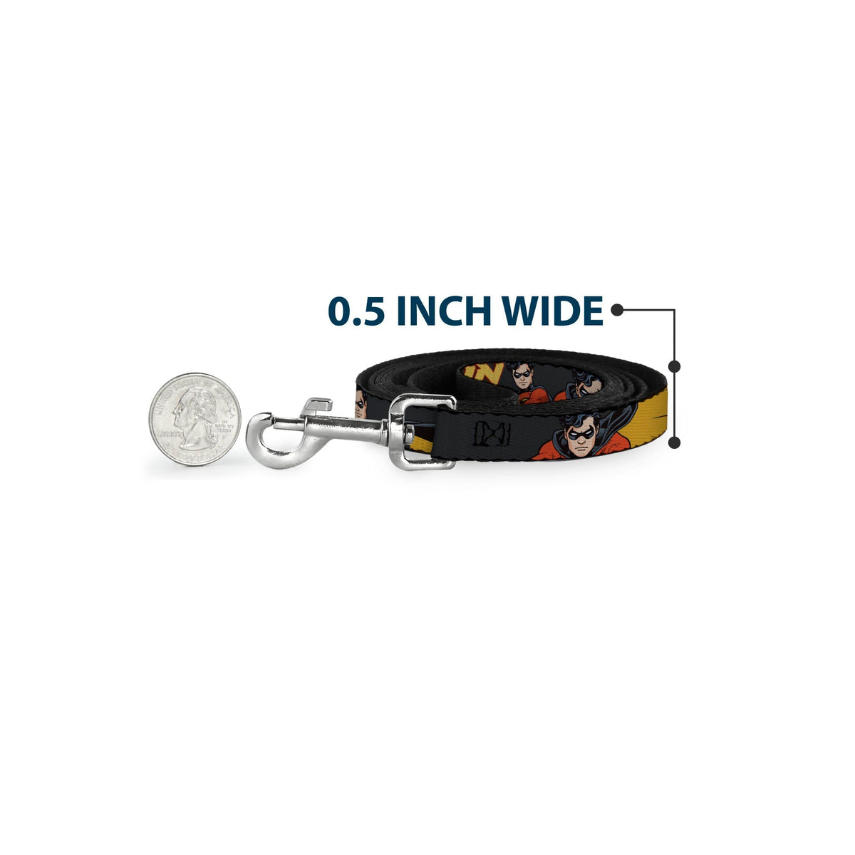 Dog Leash - ROBIN Red/Black Poses Gray 
