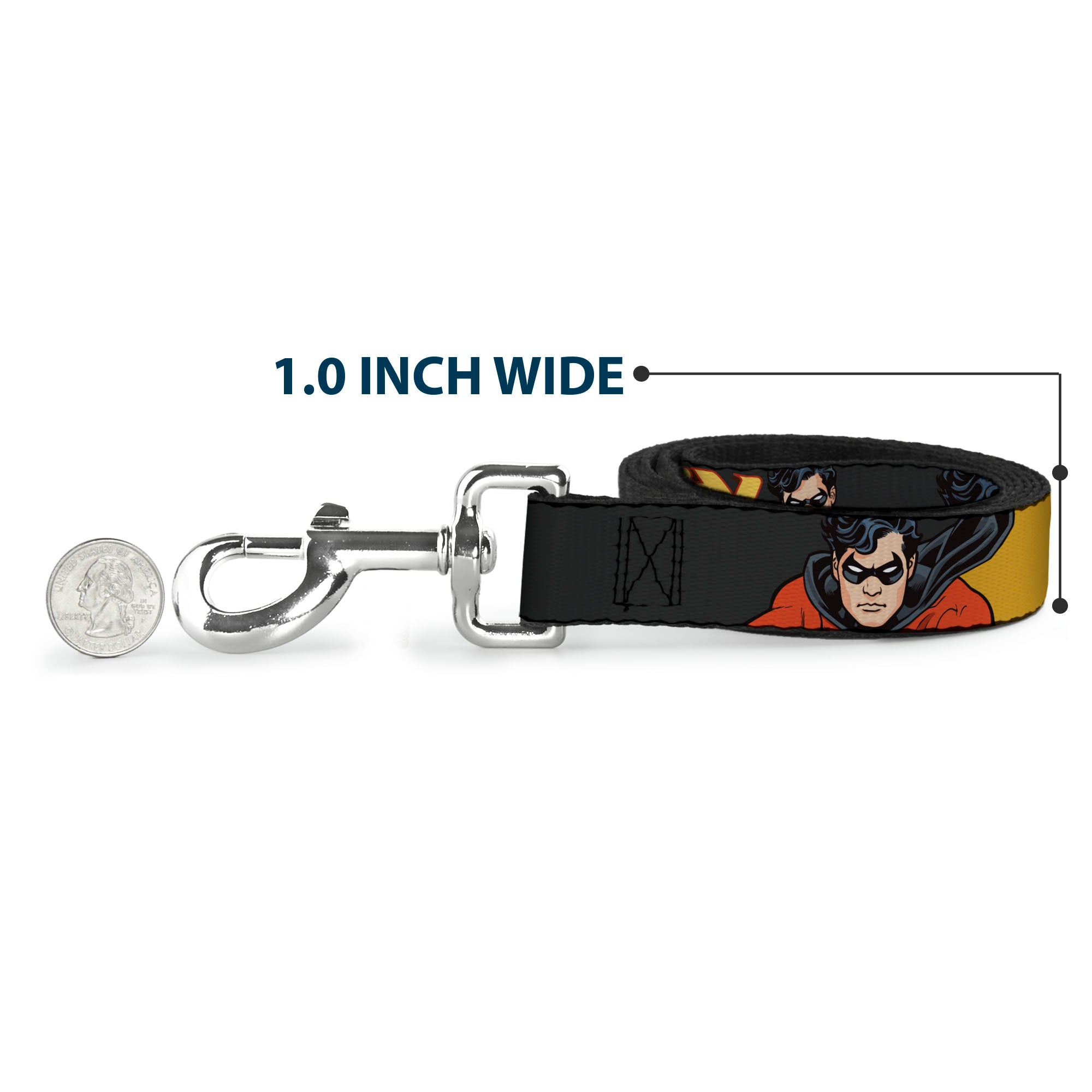 Dog Leash - ROBIN Red/Black Poses Gray 