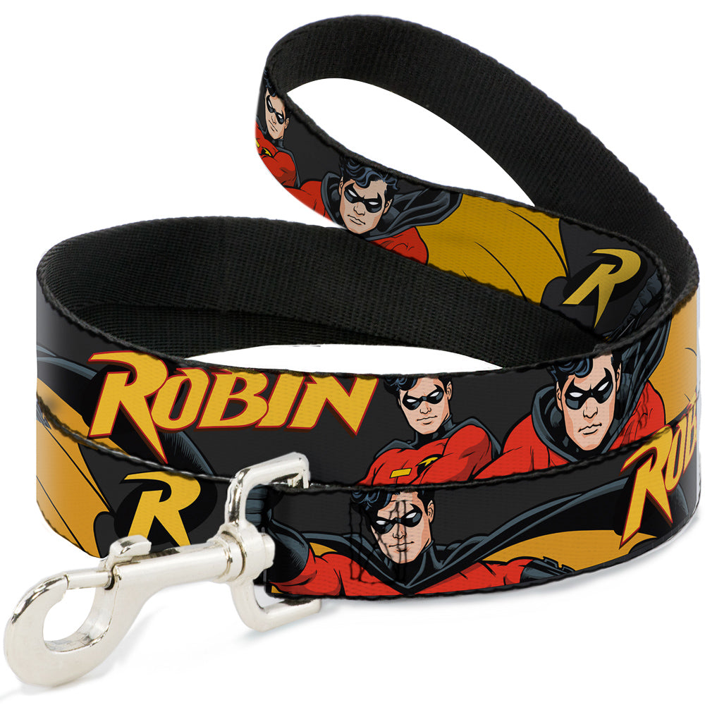 Dog Leash - ROBIN Red/Black Poses Gray 