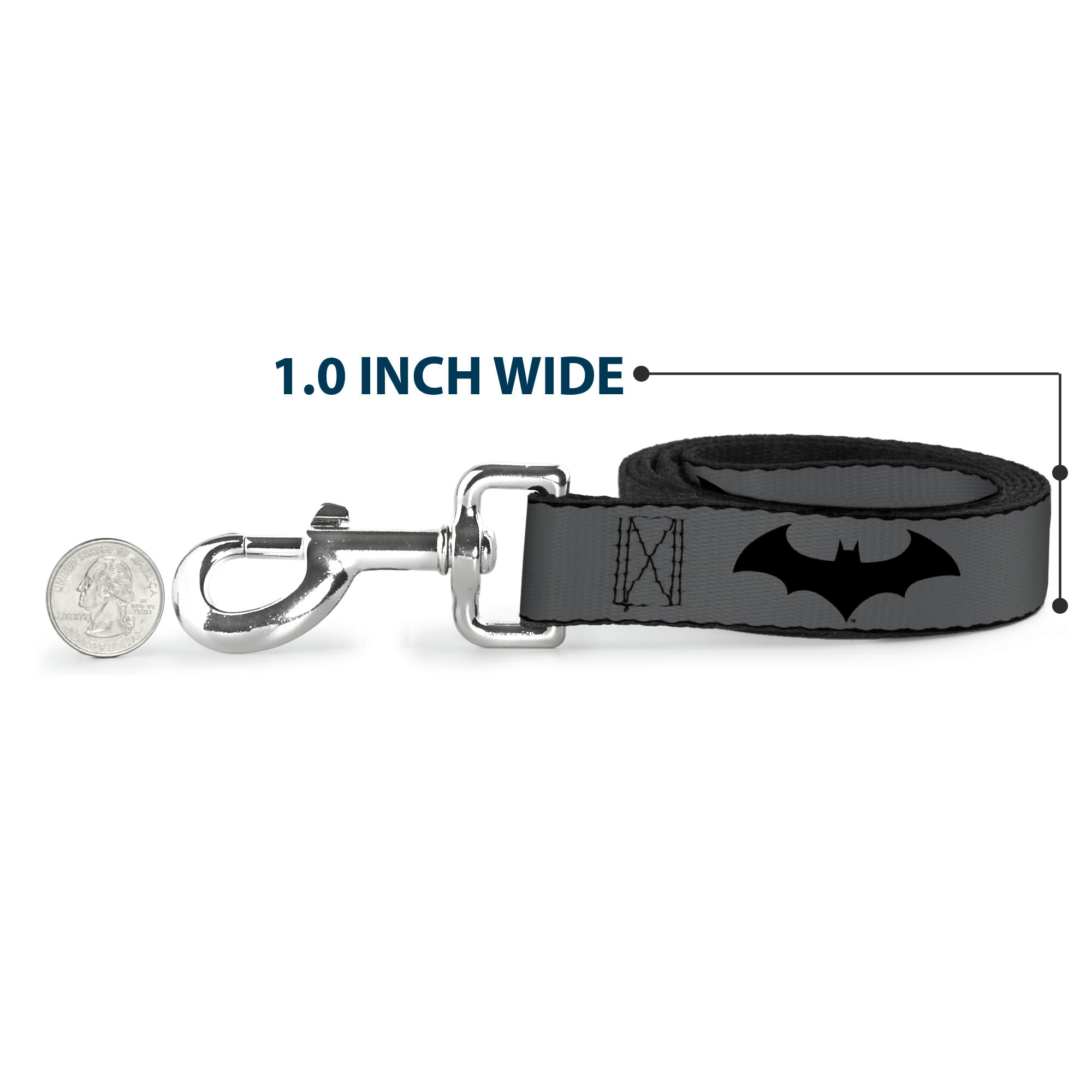 Dog Leash - Retro Bat Logo Gray/Black - HT Animal Supply