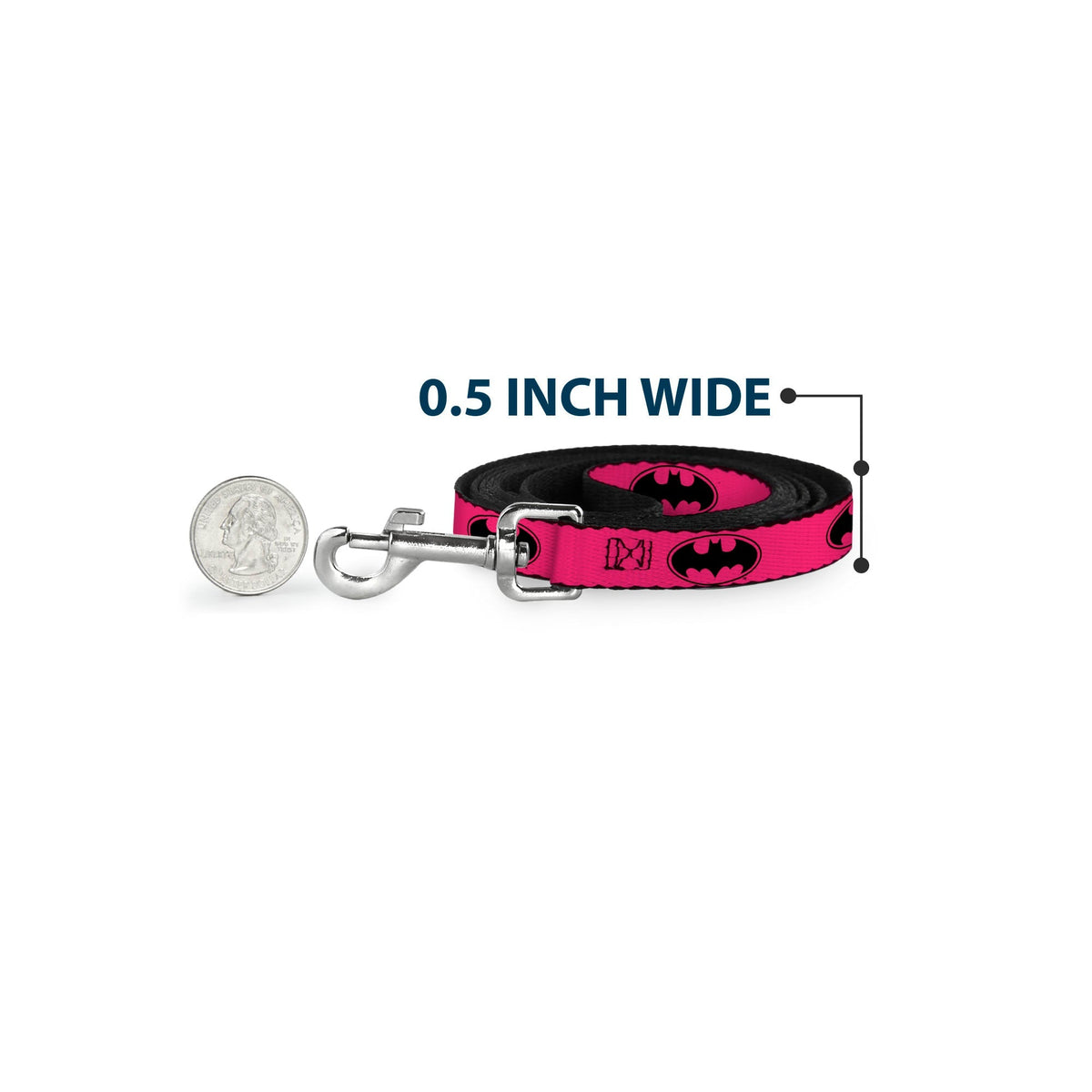 Dog Leash - Bat Signal-3 Fuchsia/Black/Fuchsia 