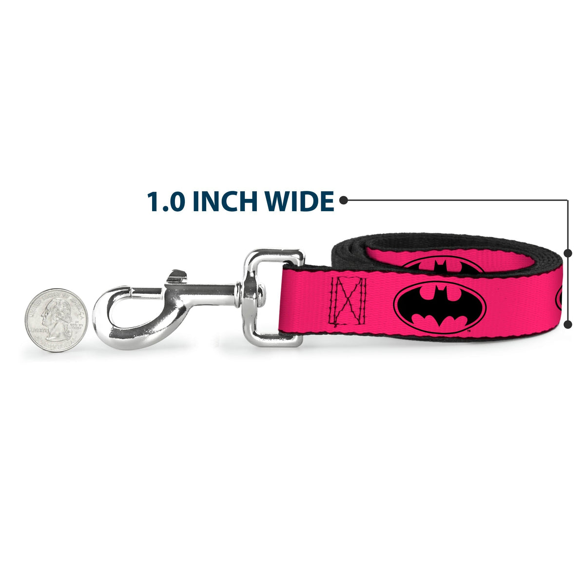 Dog Leash - Bat Signal-3 Fuchsia/Black/Fuchsia 