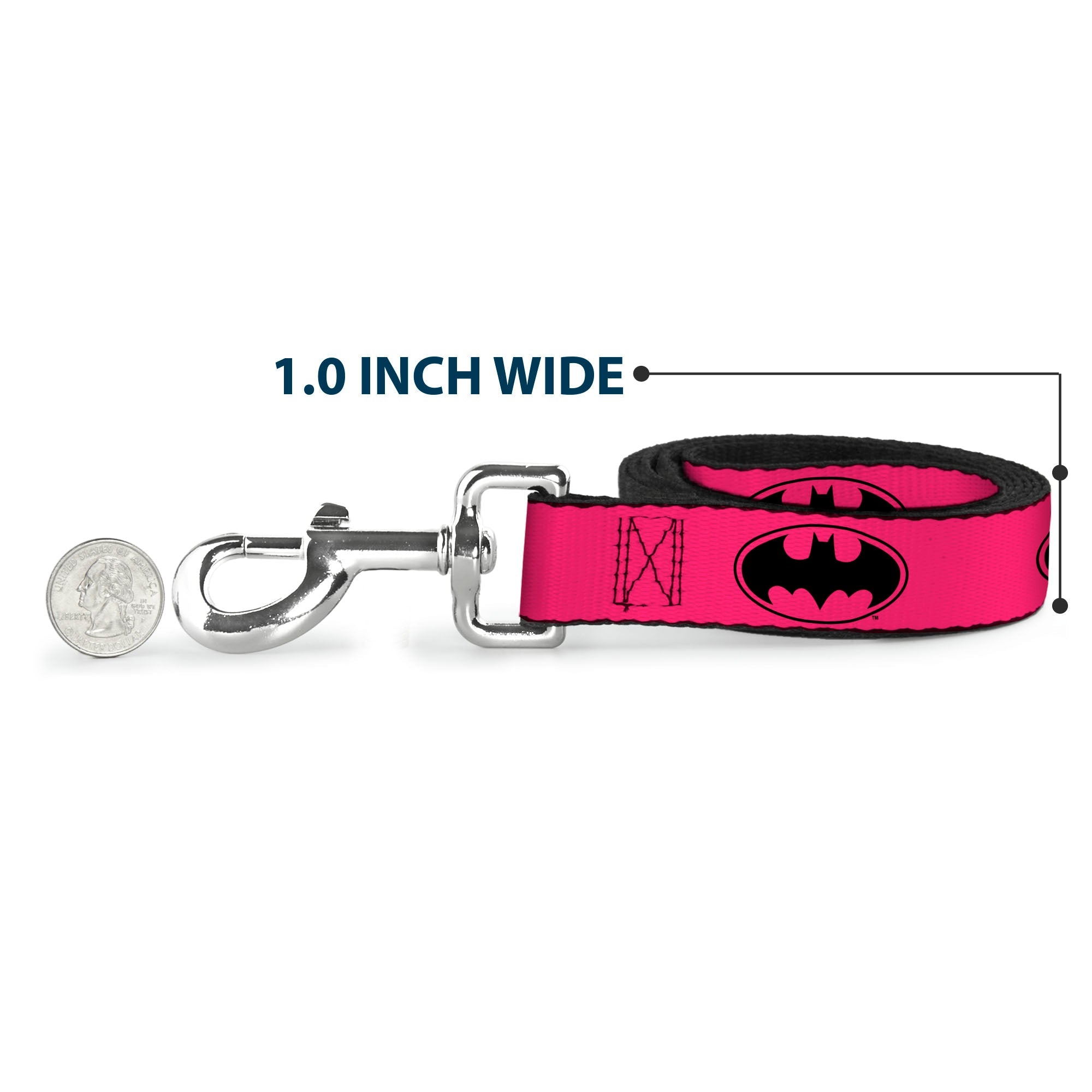 Dog Leash - Bat Signal-3 Fuchsia/Black/Fuchsia 