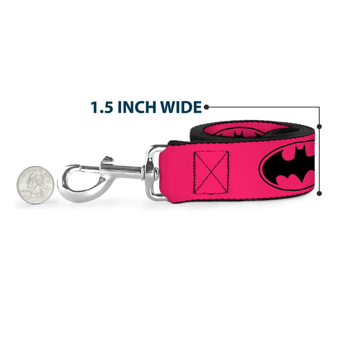 Dog Leash - Bat Signal-3 Fuchsia/Black/Fuchsia 