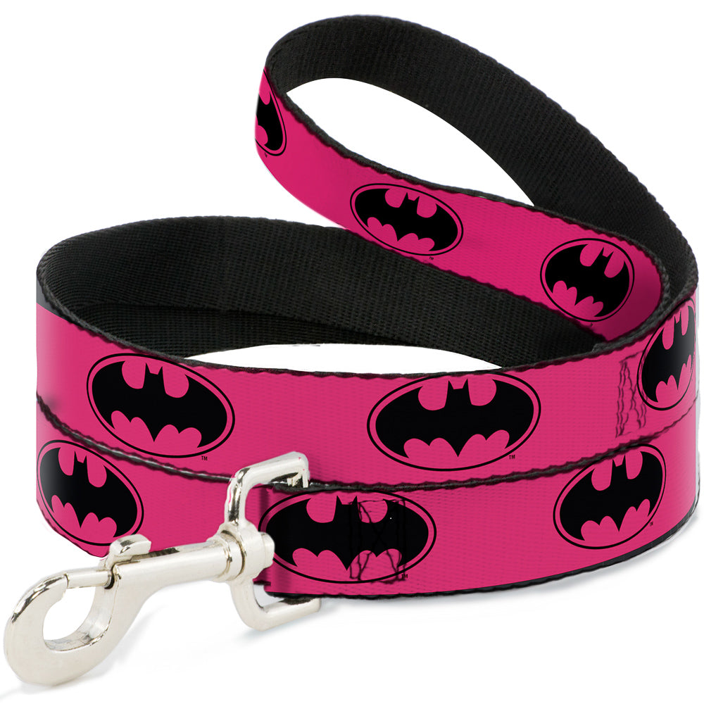Dog Leash - Bat Signal-3 Fuchsia/Black/Fuchsia 