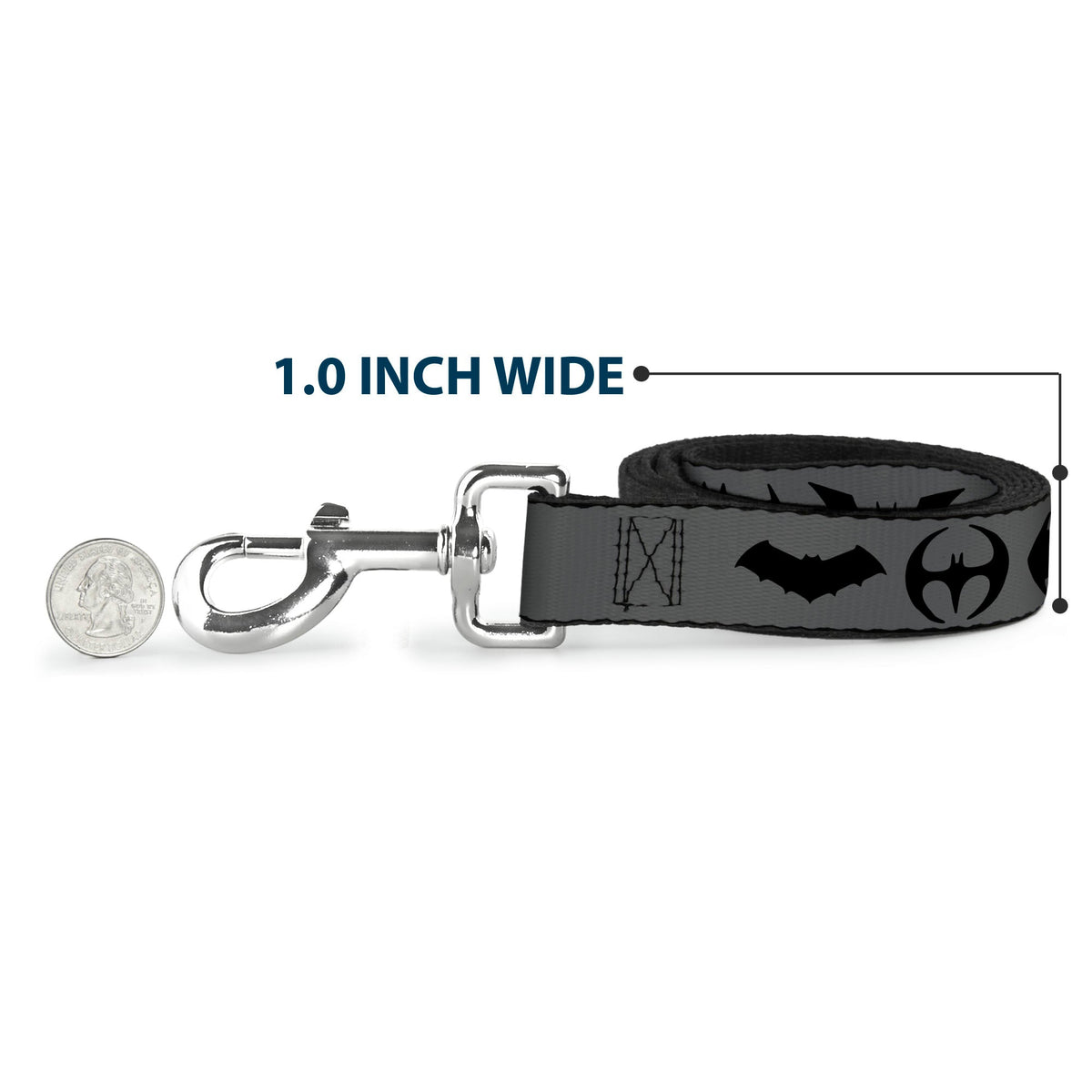 Dog Leash - Bat Logo Transitions Gray/Black 