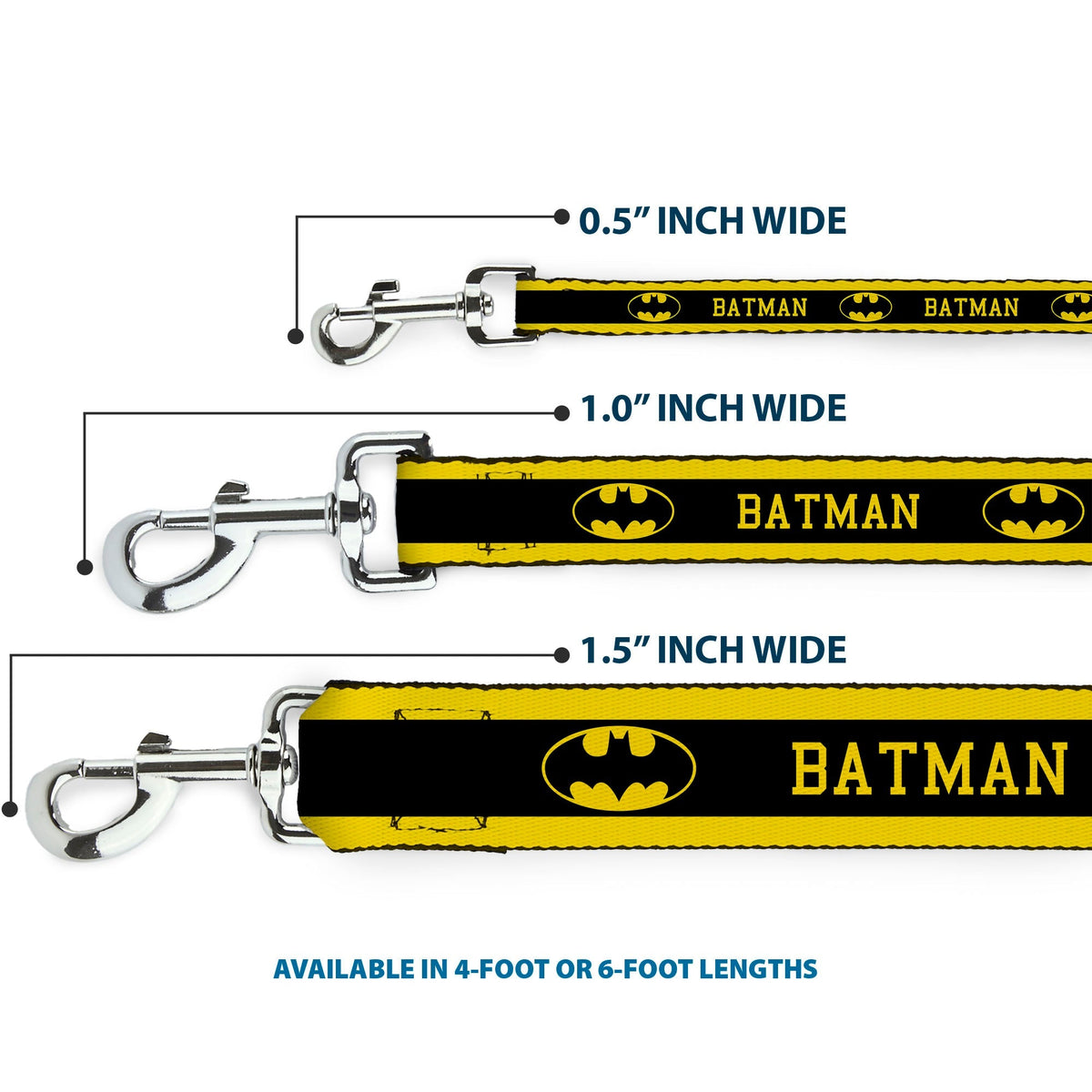 Dog Leash - BATMAN/Logo Stripe Yellow/Black 