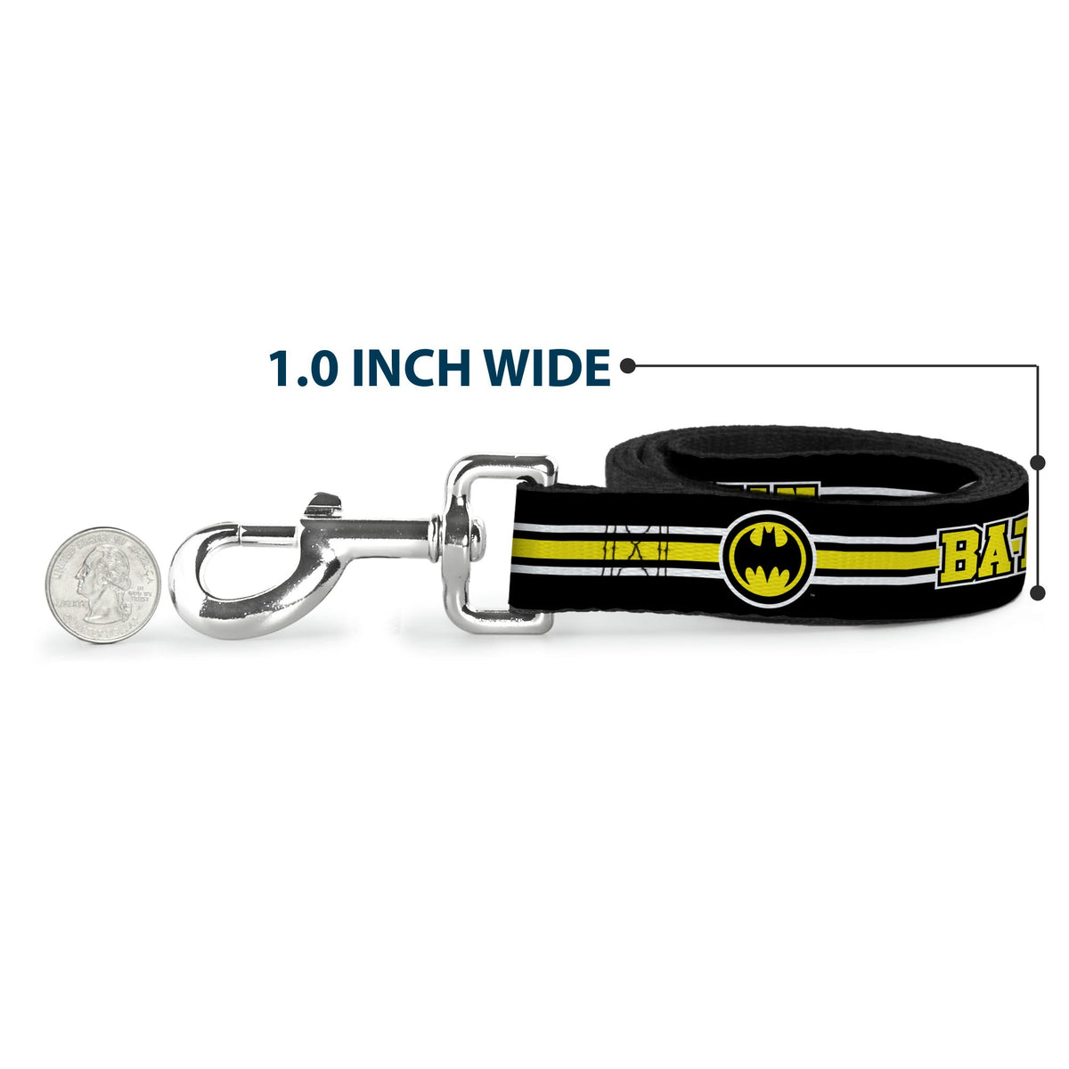Dog Leash - BATMAN/Bat Signal Triple Stripe Black/White/Yellow 