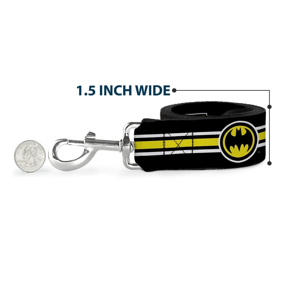 Dog Leash - BATMAN/Bat Signal Triple Stripe Black/White/Yellow 