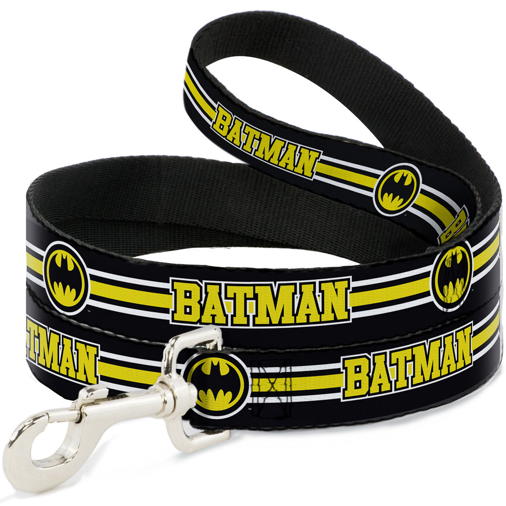 Dog Leash - BATMAN/Bat Signal Triple Stripe Black/White/Yellow 