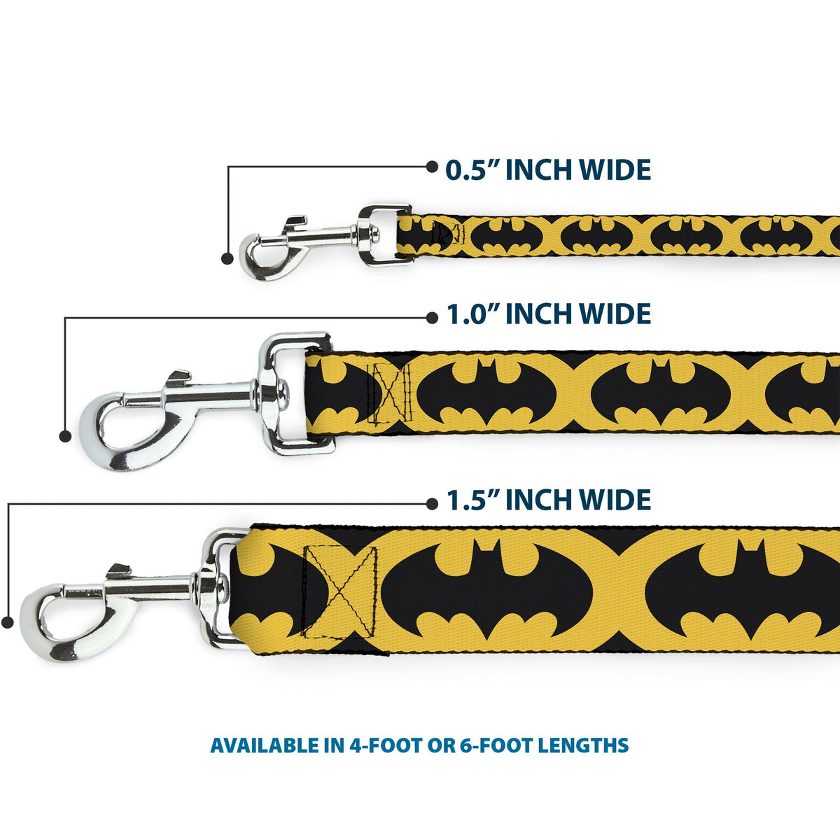 Dog Leash - Bat Signal-5 Black/Yellow/Black 