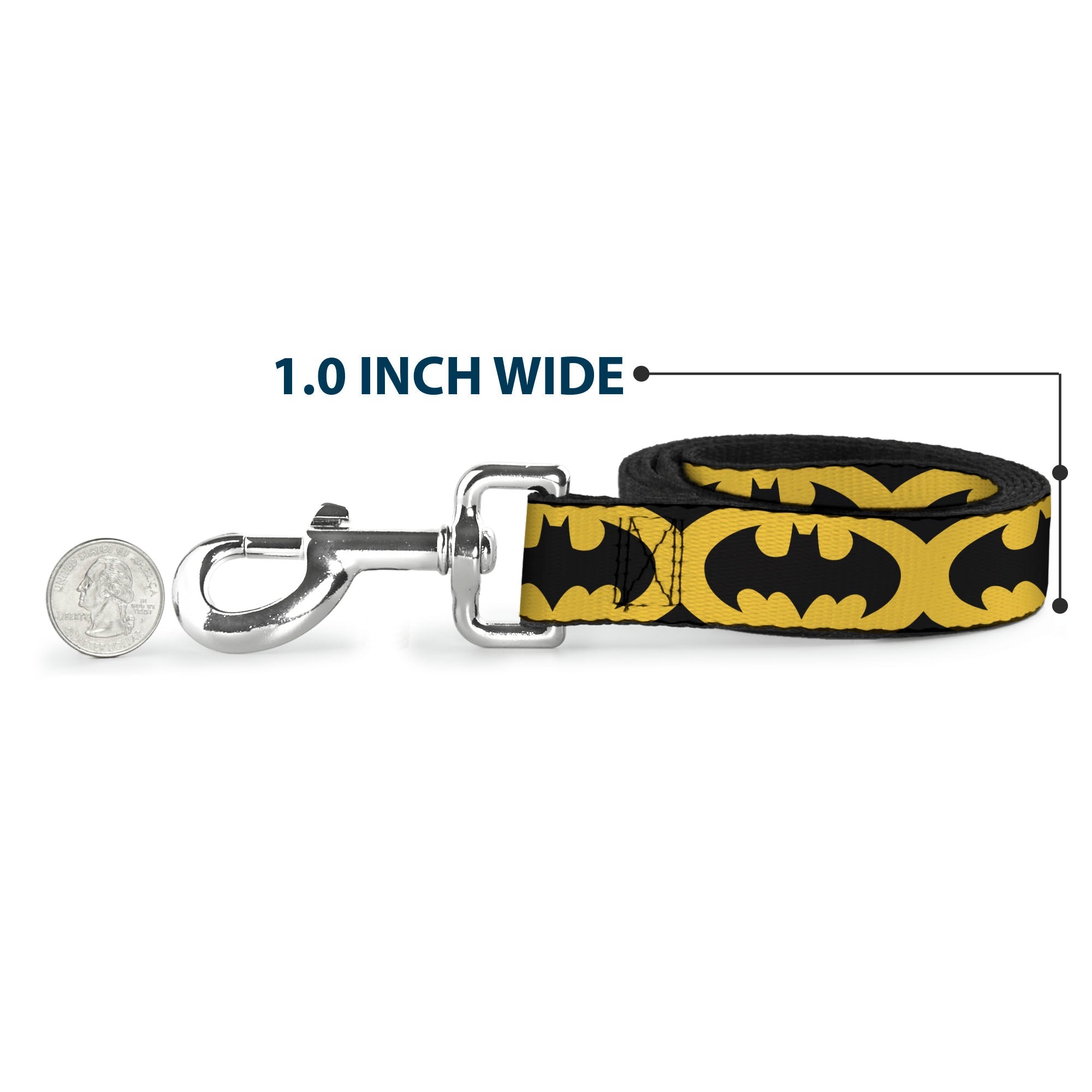 Dog Leash - Bat Signal-5 Black/Yellow/Black 