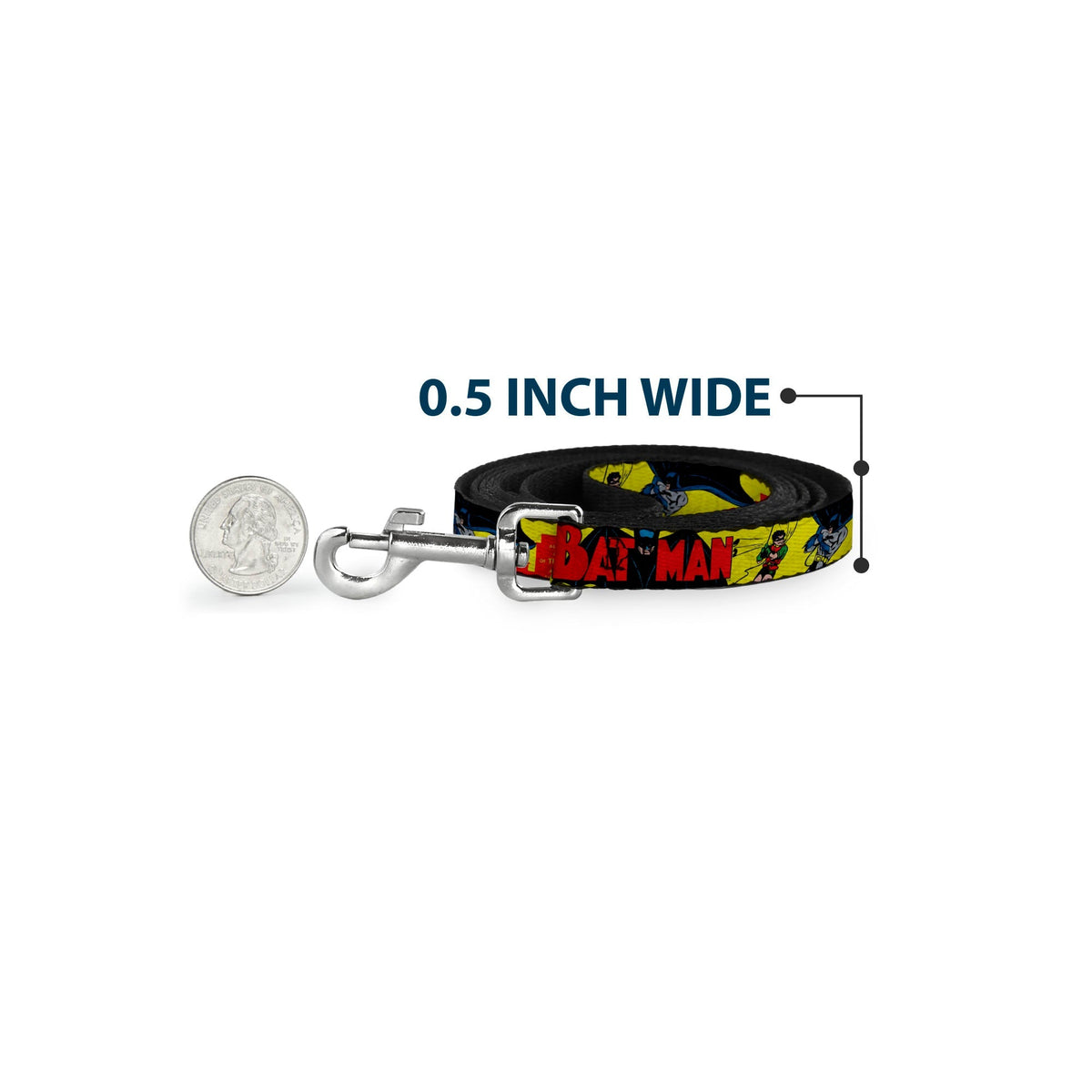 Dog Leash - Classic BATMAN Issue #1 Robin & Batman Cover Pose Yellow/Red 