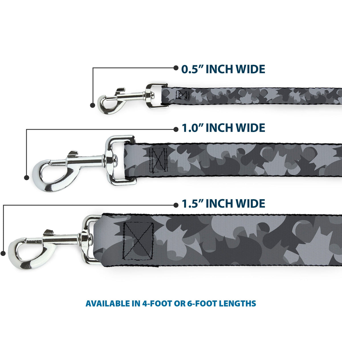 Dog Leash - Bat Signal Stacked Black/Grays 