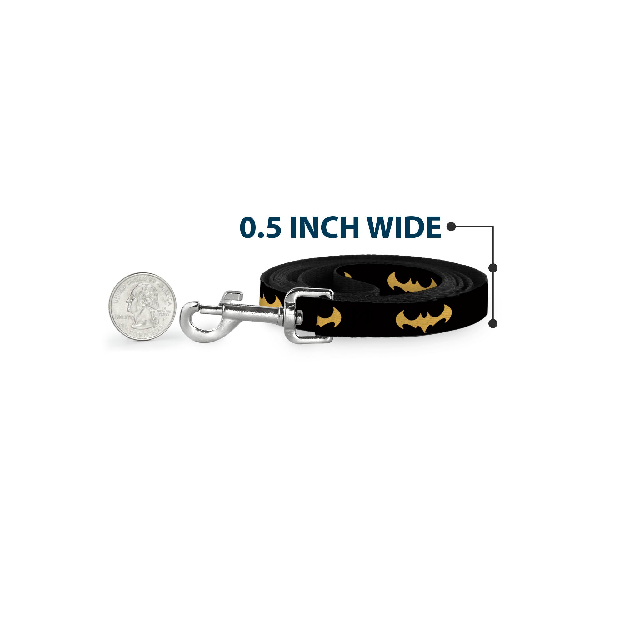 Dog Leash - DC League of Super-Pets Batman Bat Logo Black/Yellow