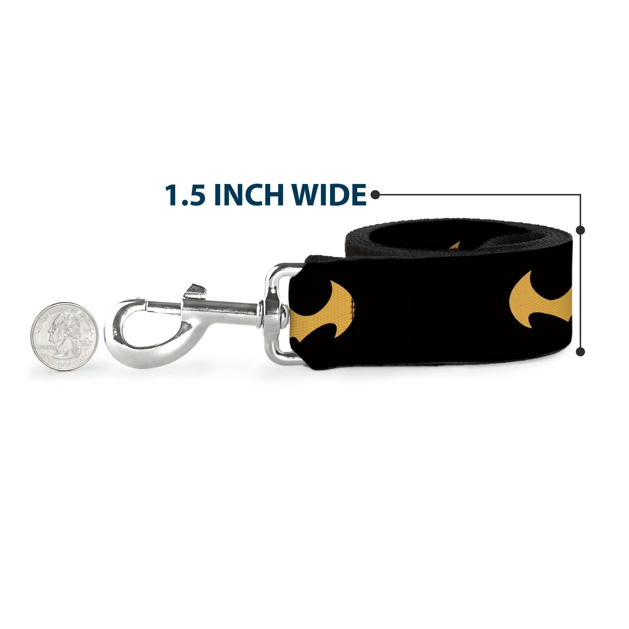 Dog Leash - DC League of Super-Pets Batman Bat Logo Black/Yellow