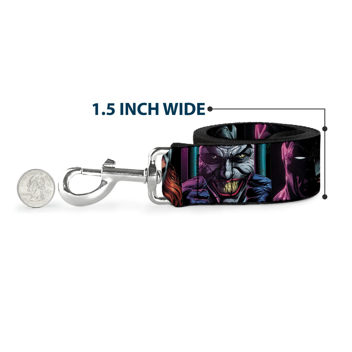 Dog Leash - Batman Batgirl and Joker Comic Book Cover Face Close-Ups Black