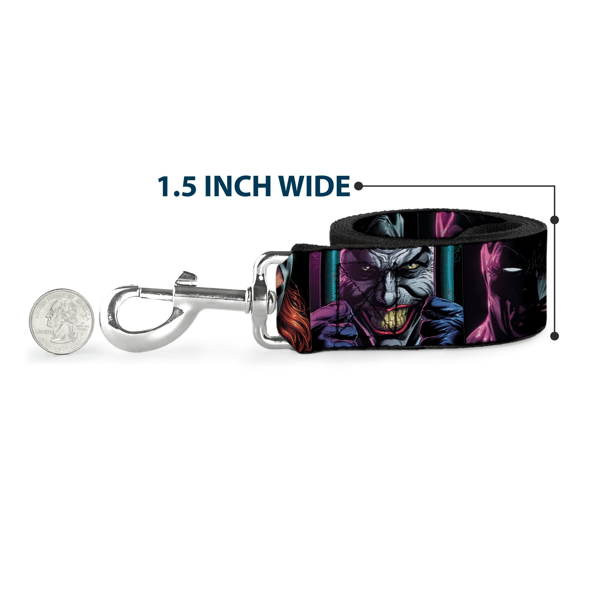 Dog Leash - Batman Batgirl and Joker Comic Book Cover Face Close-Ups Black