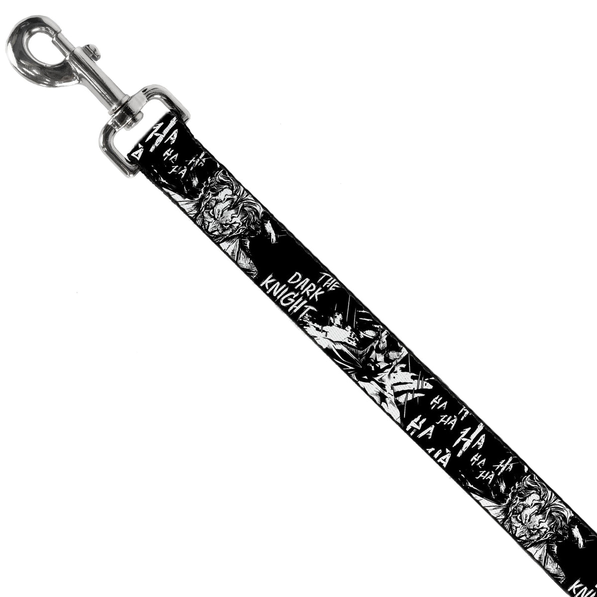 Dog Leash - Batman THE DARK KNIGHT and Joker Smiling Sketch Close-Ups Black/White 