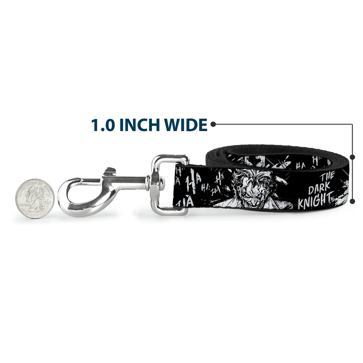 Dog Leash - Batman THE DARK KNIGHT and Joker Smiling Sketch Close-Ups Black/White 