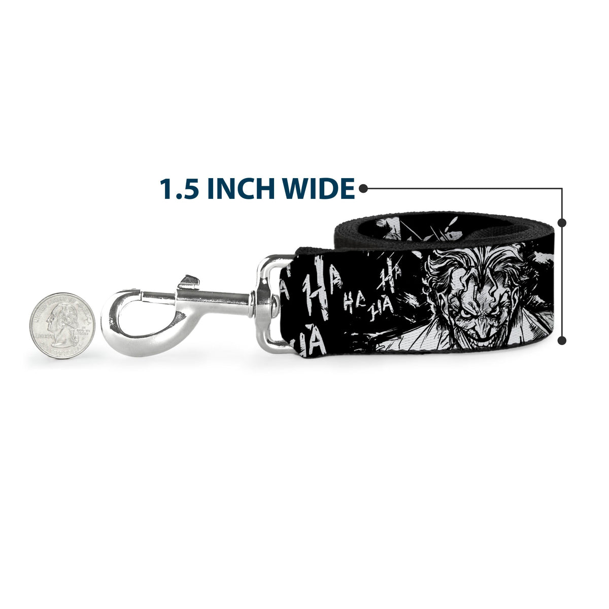 Dog Leash - Batman THE DARK KNIGHT and Joker Smiling Sketch Close-Ups Black/White 