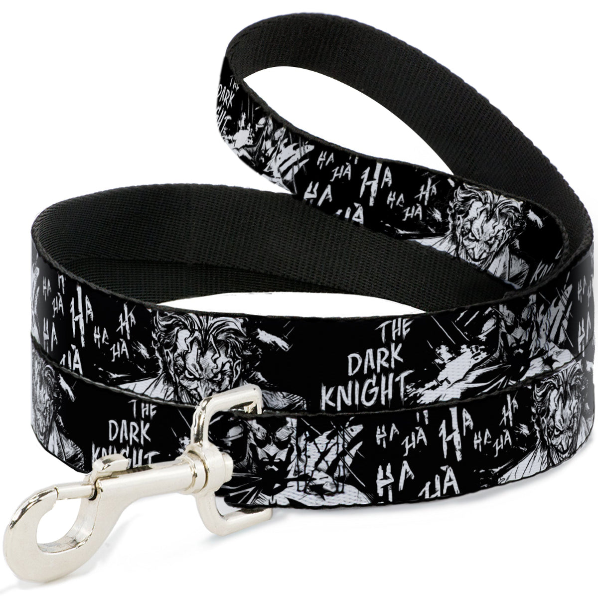 Dog Leash - Batman THE DARK KNIGHT and Joker Smiling Sketch Close-Ups Black/White 
