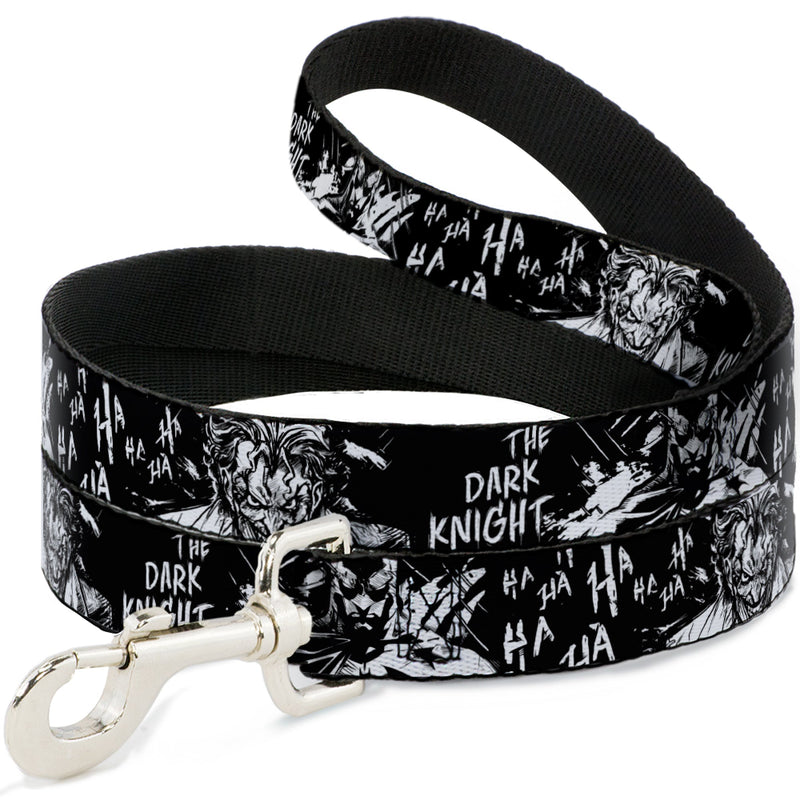 Dog Leash - Batman THE DARK KNIGHT and Joker Smiling Sketch Close-Ups Black/White 