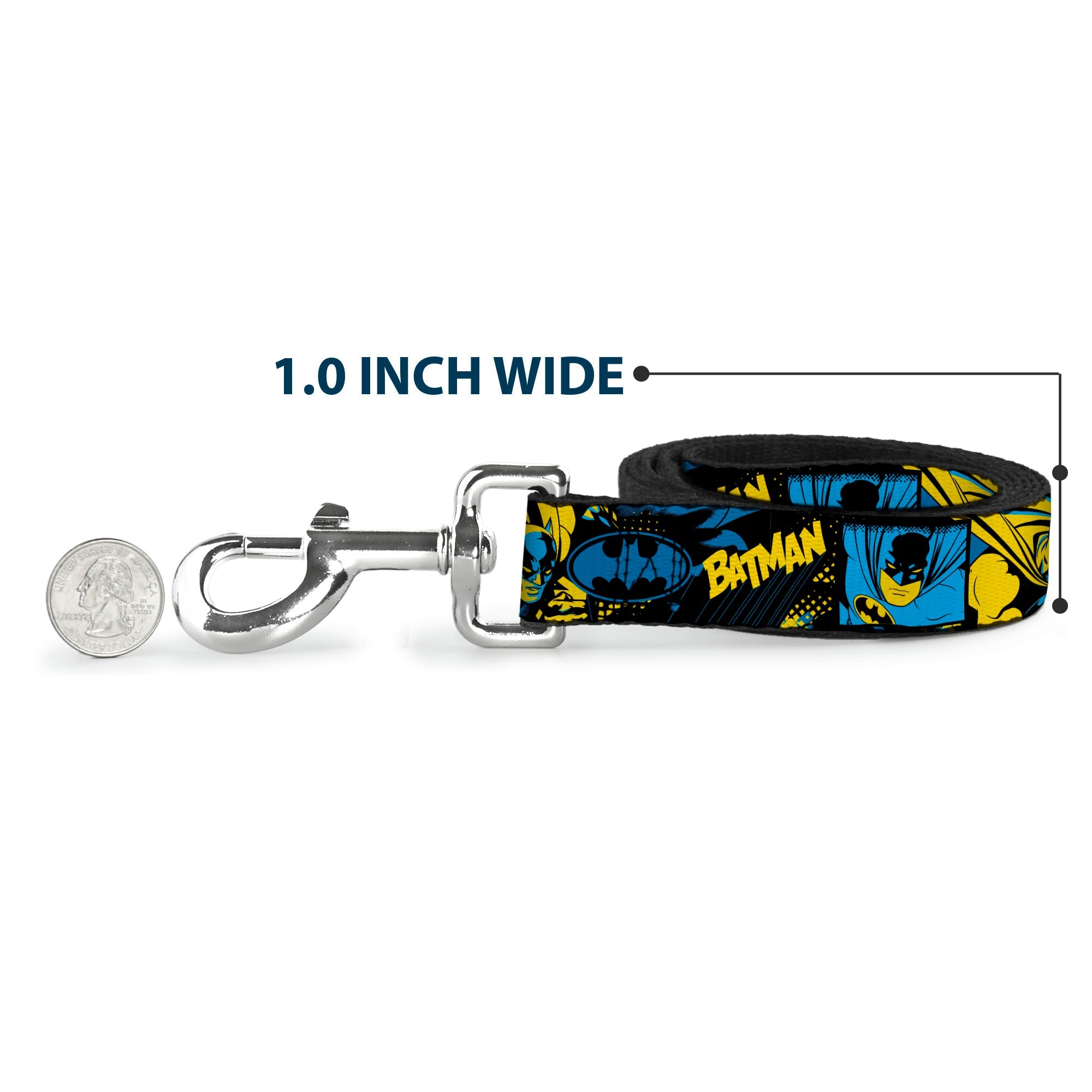 Dog Leash - BATMAN Poses and Logo Collage Black/Blue/Yellow - HT Animal Supply