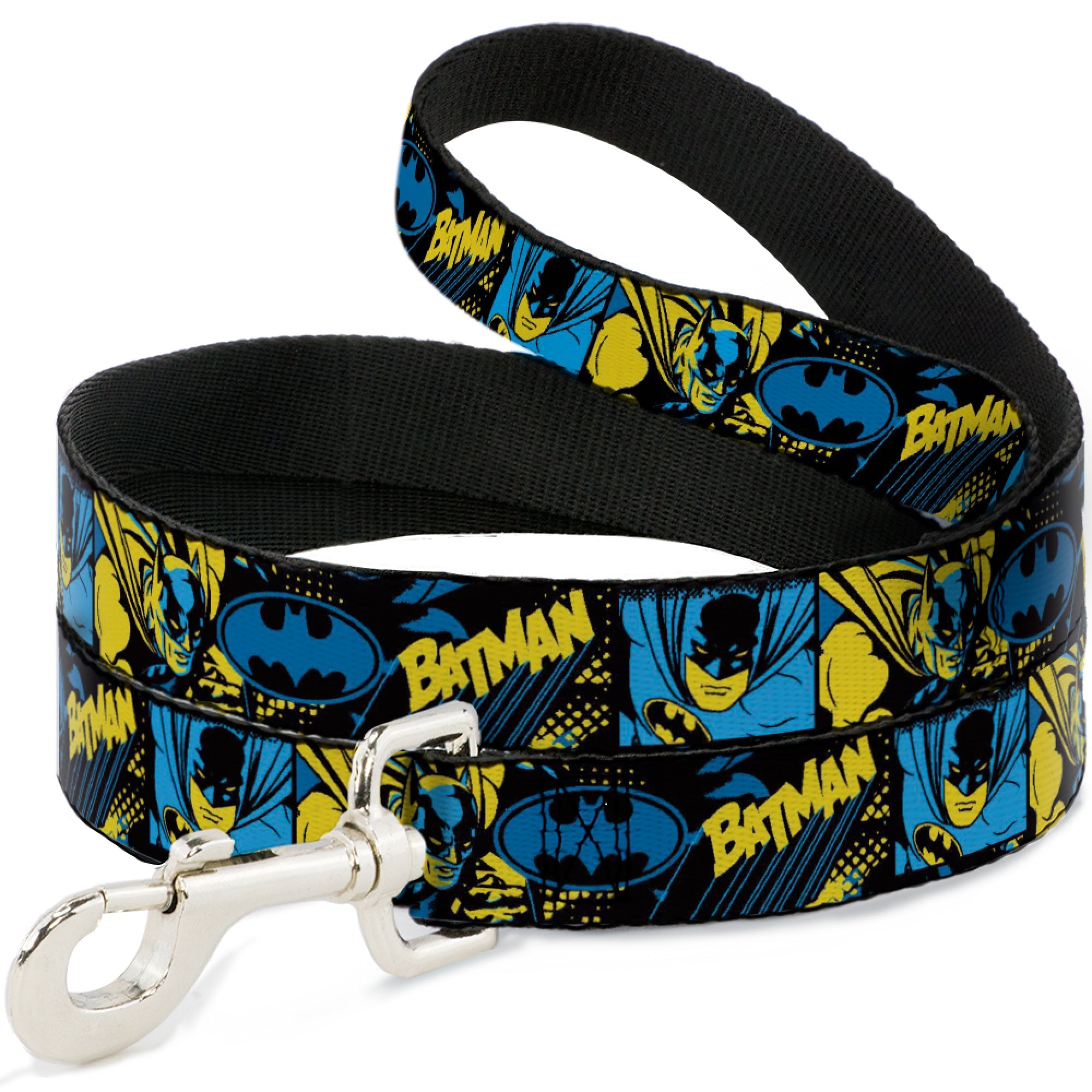 Dog Leash - BATMAN Poses and Logo Collage Black/Blue/Yellow - HT Animal Supply