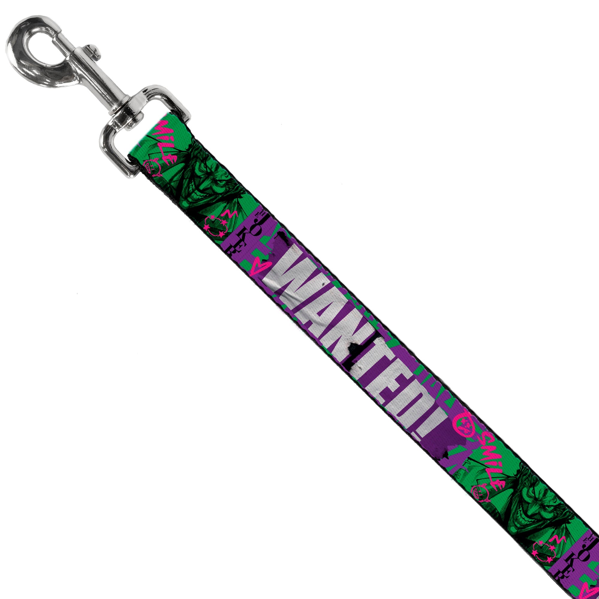 Dog Leash - THE JOKER WANTED Smiling Pose and Graffiti Purples/Greens - HT Animal Supply