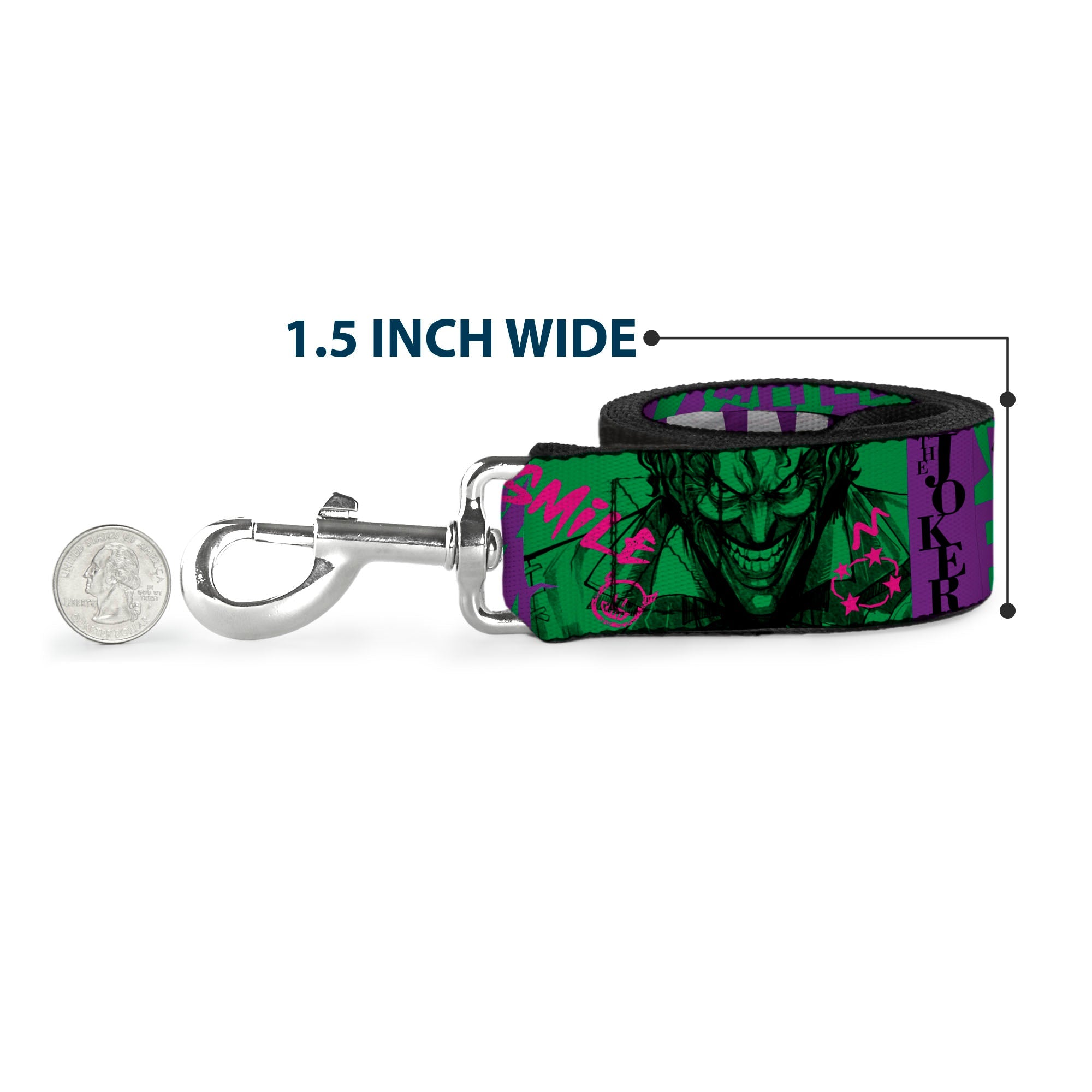 Dog Leash - THE JOKER WANTED Smiling Pose and Graffiti Purples/Greens - HT Animal Supply