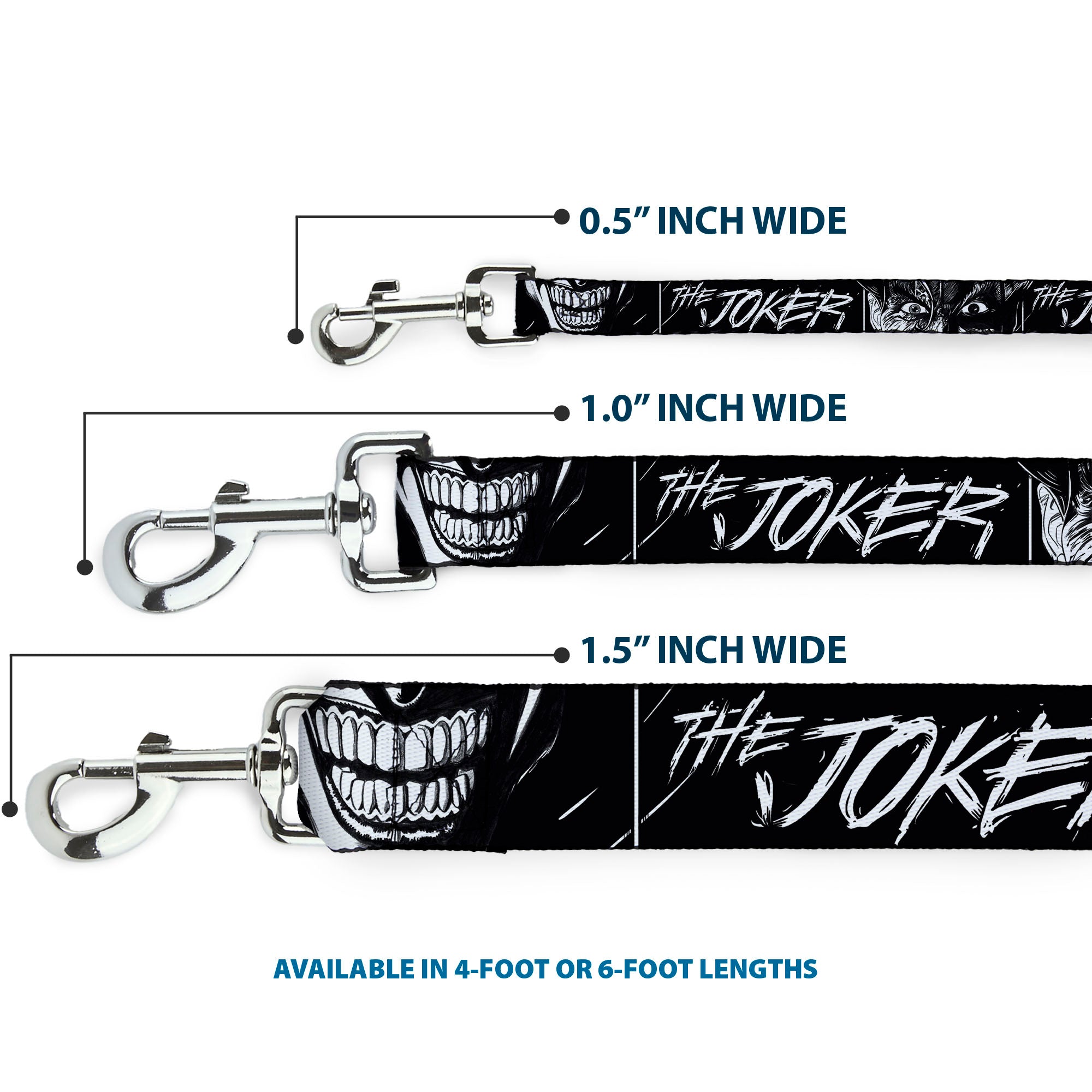 Dog Leash - THE JOKER Smiling Eyes Sketch Close-Up Black/White