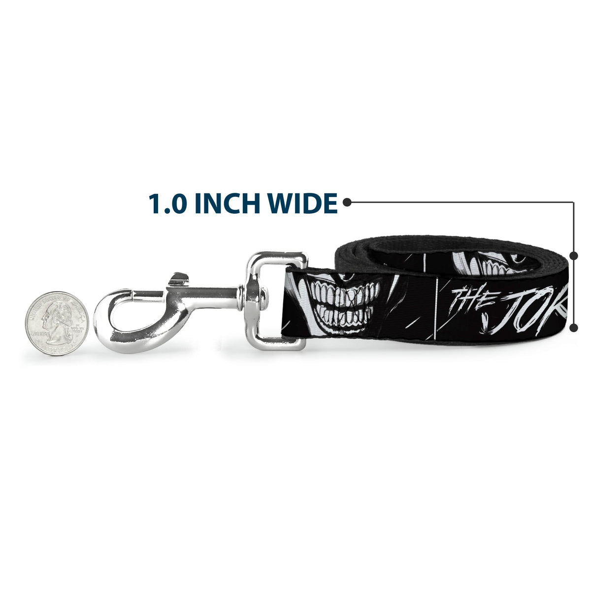 Dog Leash - THE JOKER Smiling Eyes Sketch Close-Up Black/White