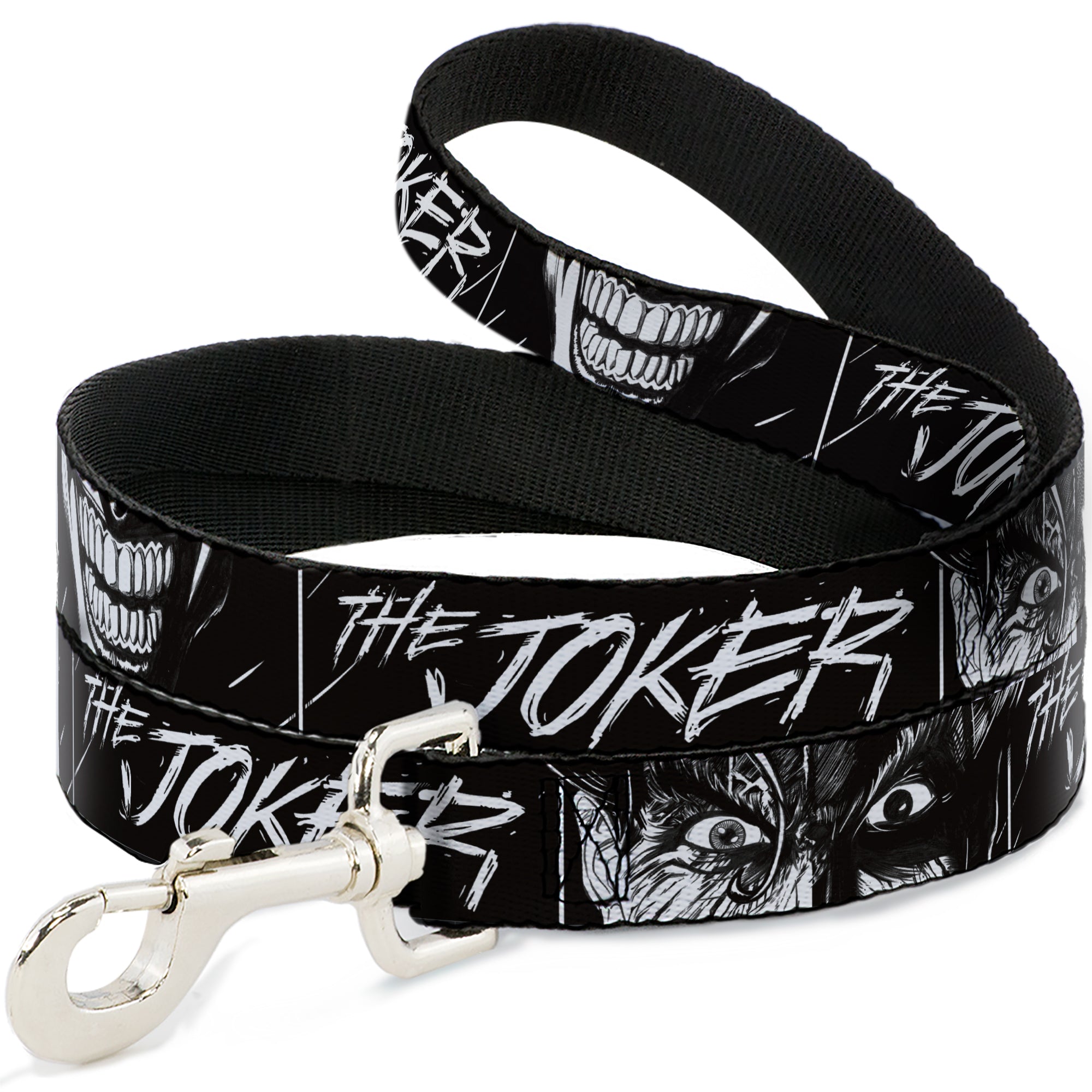 Dog Leash - THE JOKER Smiling Eyes Sketch Close-Up Black/White