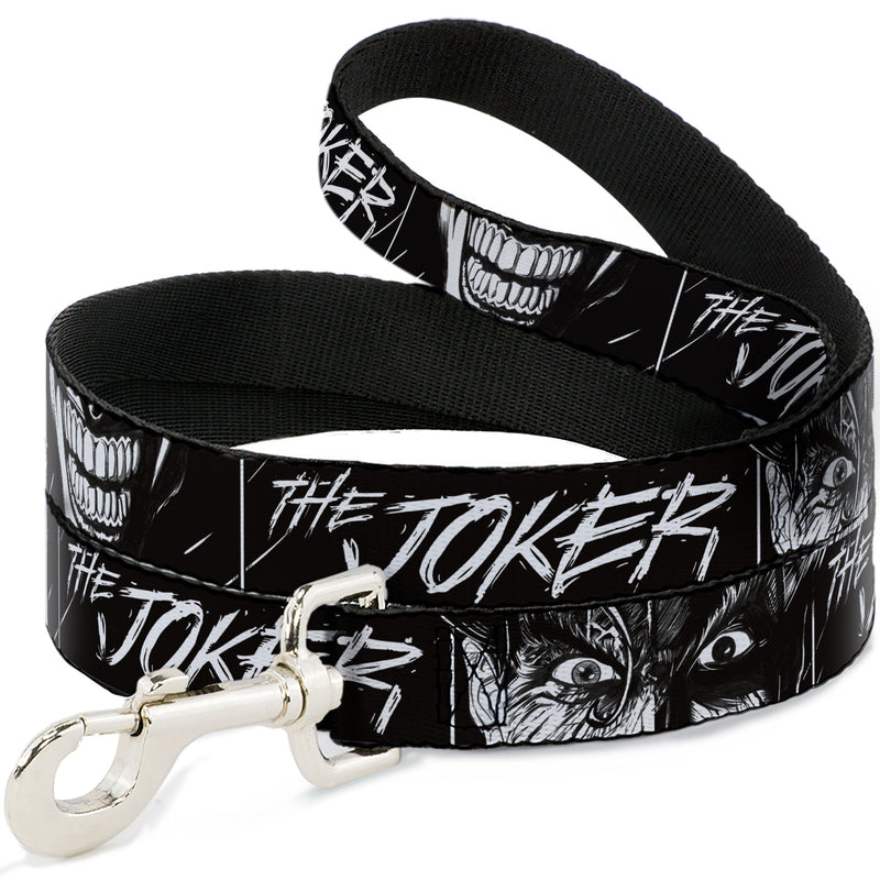 Dog Leash - THE JOKER Smiling Eyes Sketch Close-Up Black/White