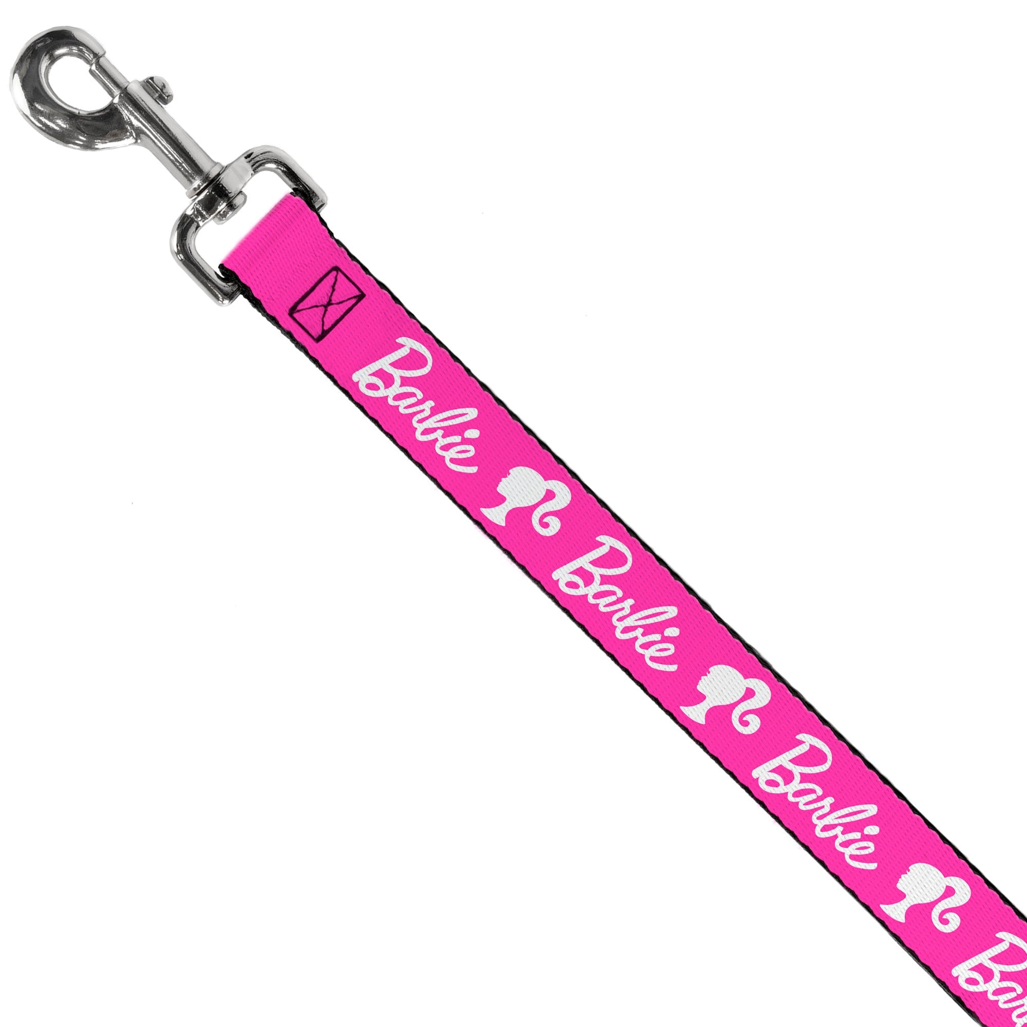 Dog Leash - BARBIE Script Signature Logo and Silhouette Hot Pink/White