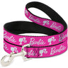 Dog Leash - BARBIE Script Signature Logo and Silhouette Hot Pink/White