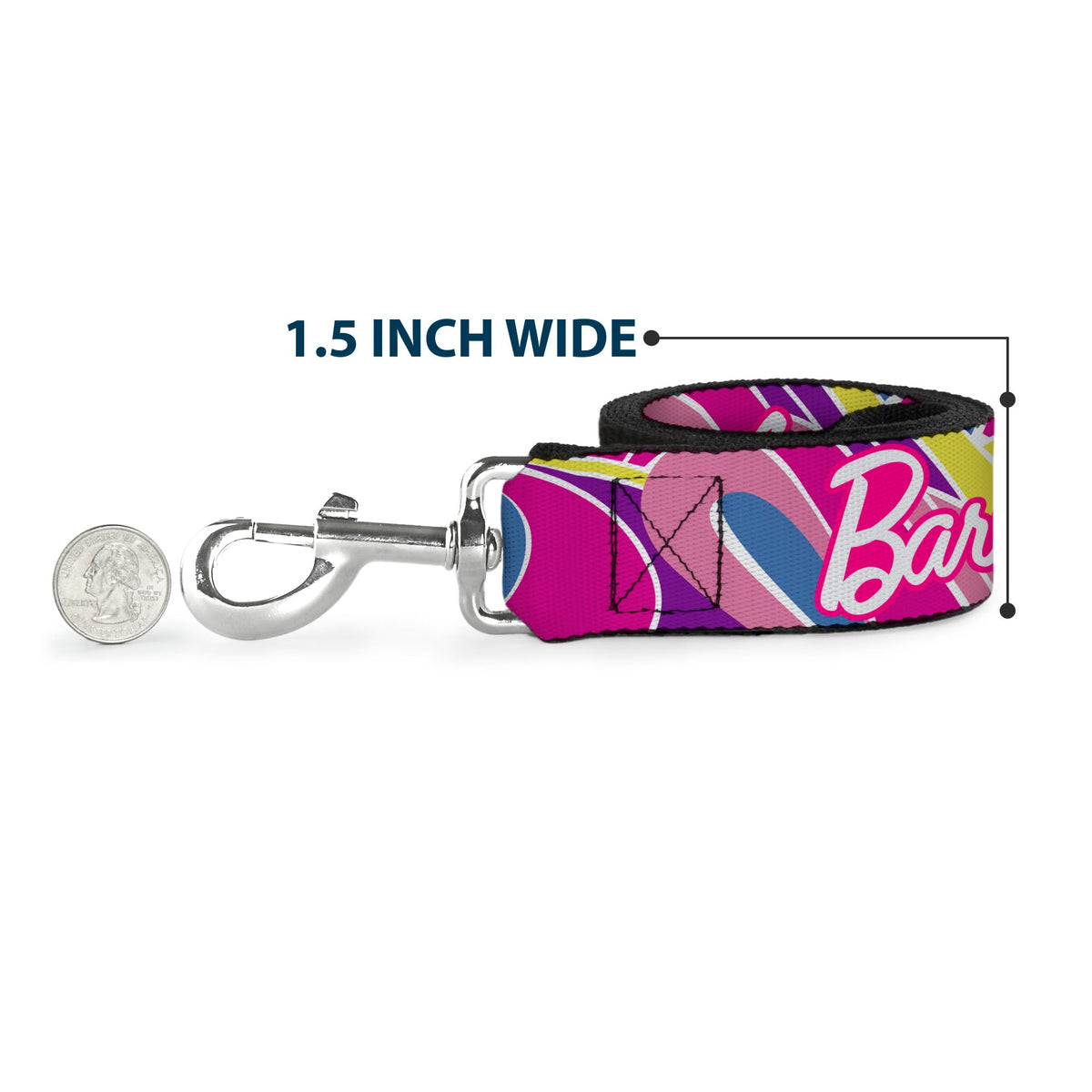 Dog Leash - BARBIE Script Signature Logo Abstract Multi Color/White | HT Animal Supply