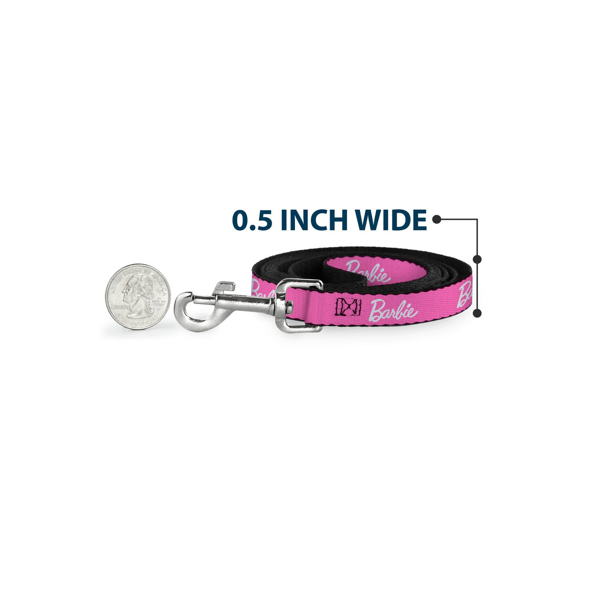 Dog Leash - BARBIE Script Signature Logo Pink/White | HT Animal Supply