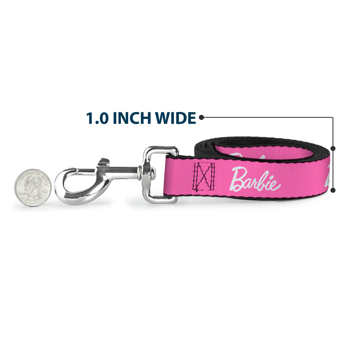 Dog Leash - BARBIE Script Signature Logo Pink/White | HT Animal Supply
